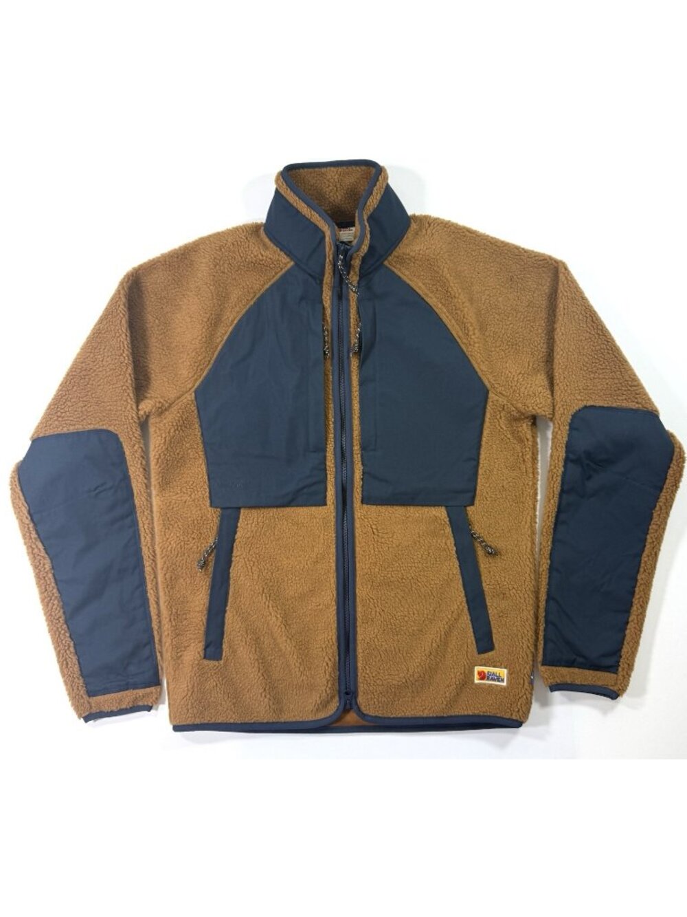 Fjallraven Mens Vardag Pile Fleece Jacket G1000 Brown Navy Size S Outdoor Hiking
